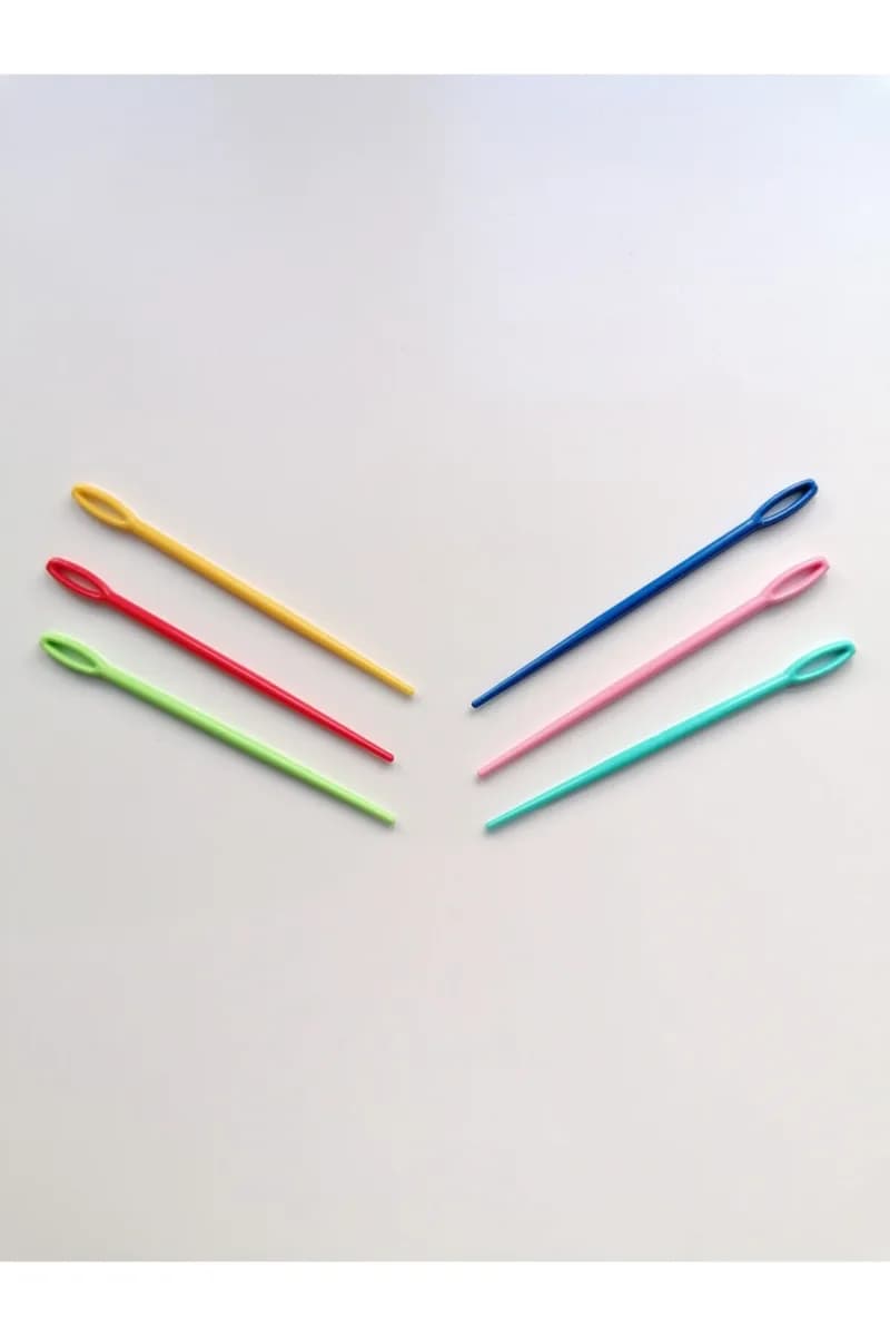 25 Adet 1.kalite Plastik Yün Iğnesi 6 Renk (9 CM) — görsel 1