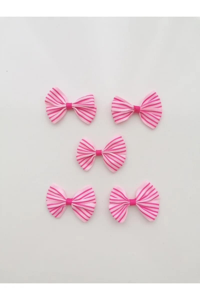 Desenli Pembe Renk Fiyonk - 10 Adet (6 CM)