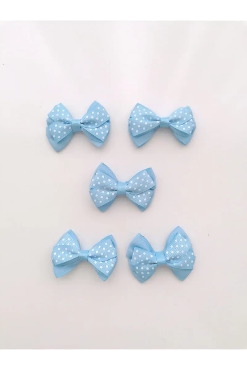 Mini Puanlı Açık Mavi Fiyonk - 10 Adet (6 CM) — görsel 1