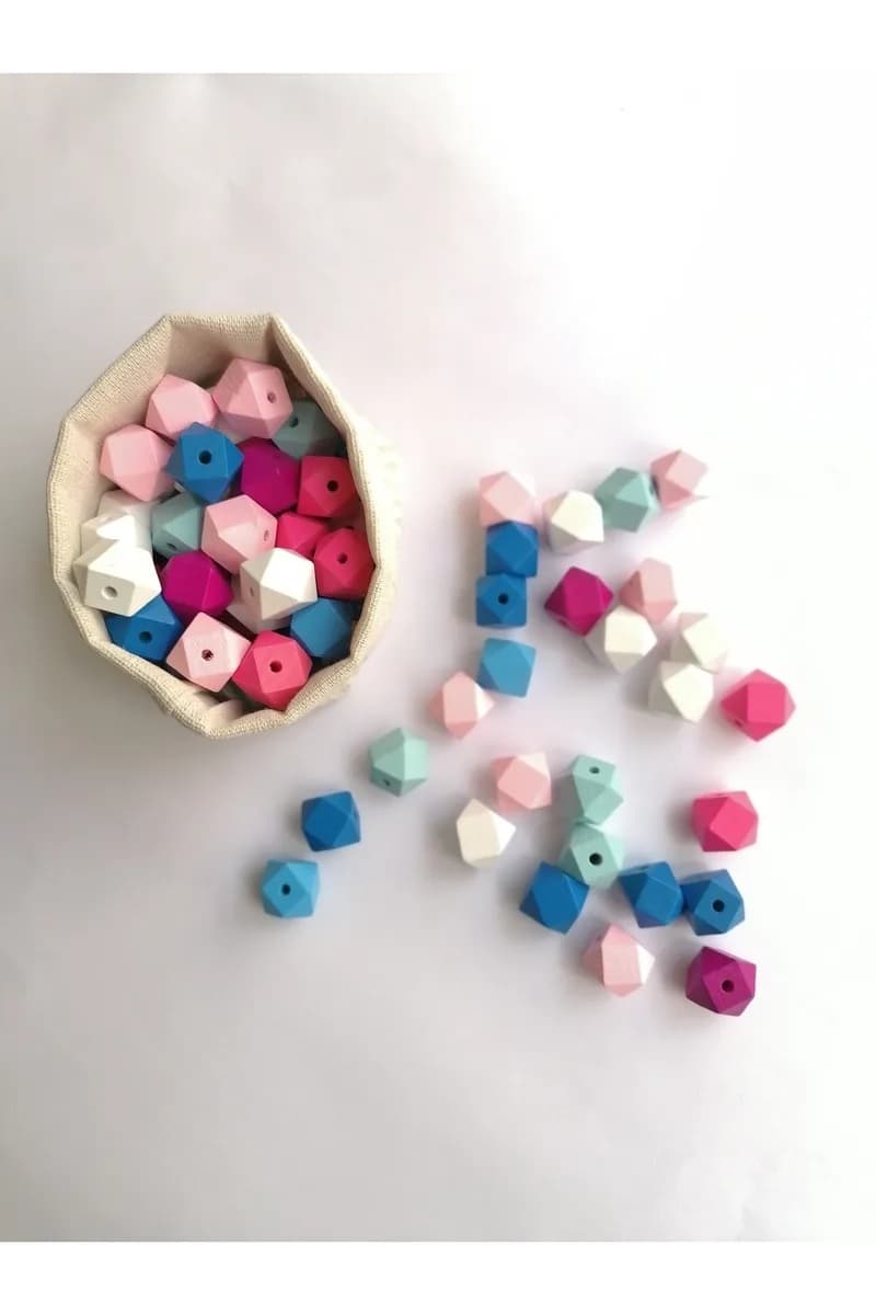 Renkli Sekizgen Boncuk (16MM) 20 Adet — görsel 1