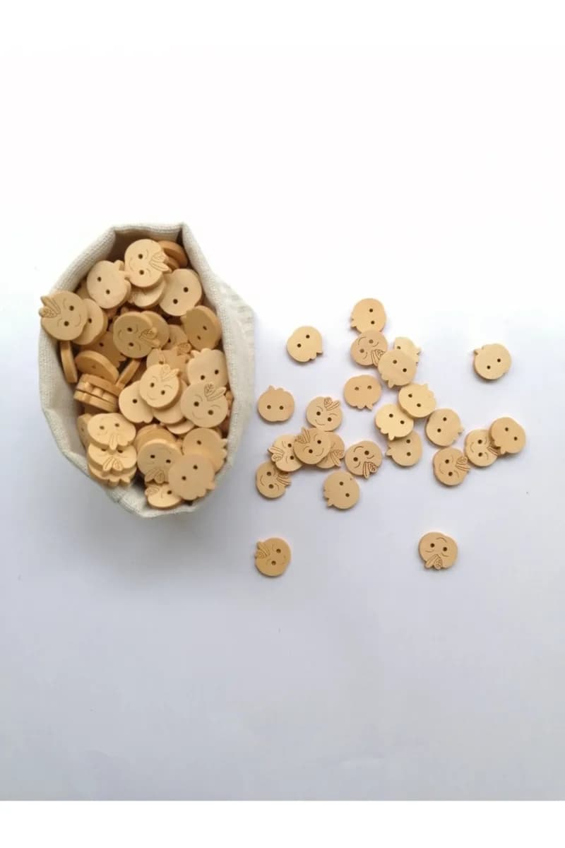 30 Adet Ahşap Elma Figürlü Düğme 18 Mm — görsel 1