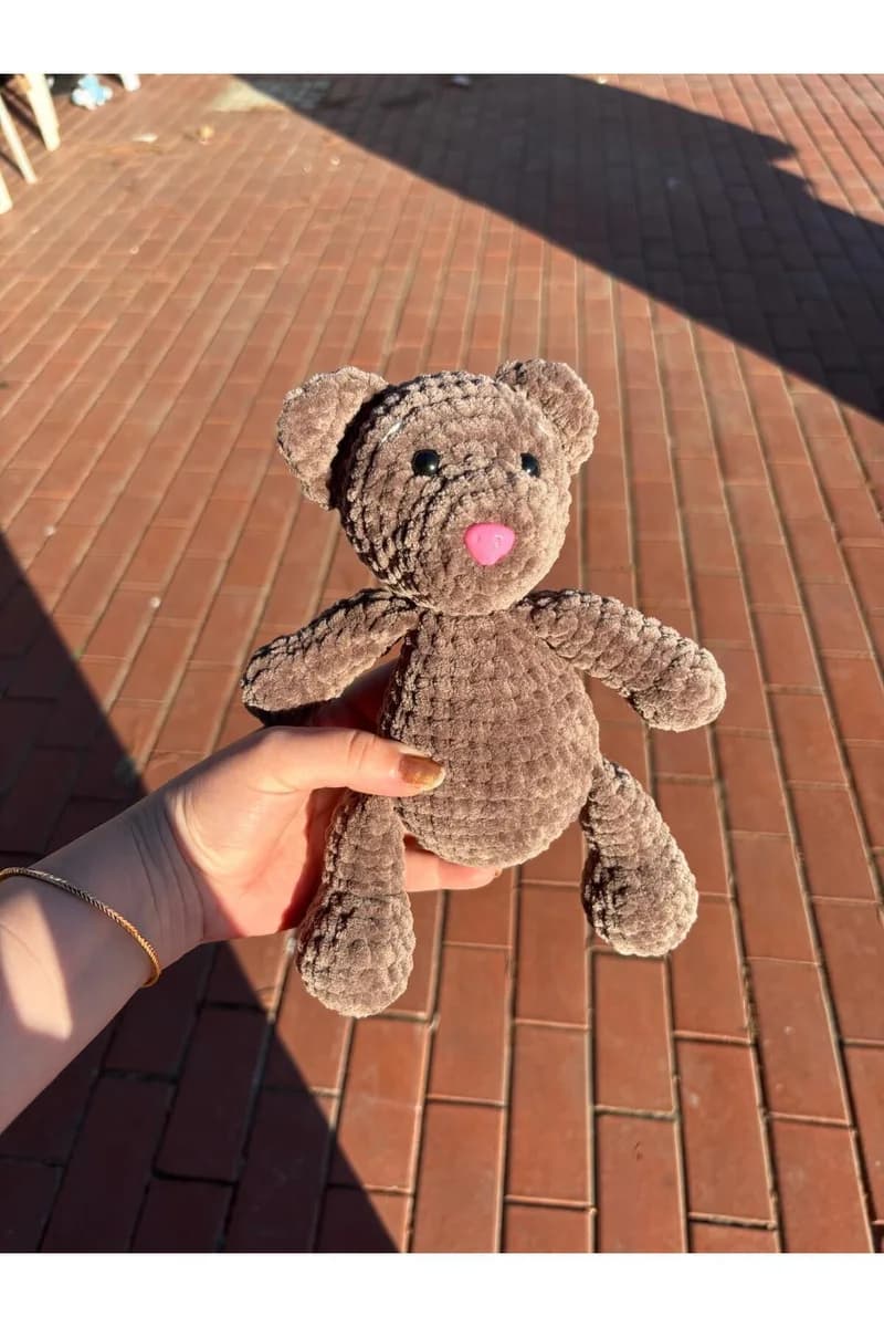 Amigurumi Kadife Ayıcık Oyuncak - Koyu Kahve