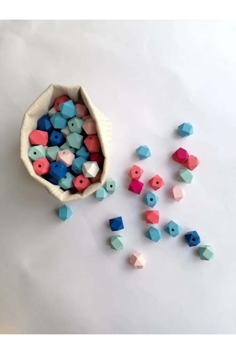 Renkli Sekizgen Boncuk (14mm) 50 Adet — görsel 1