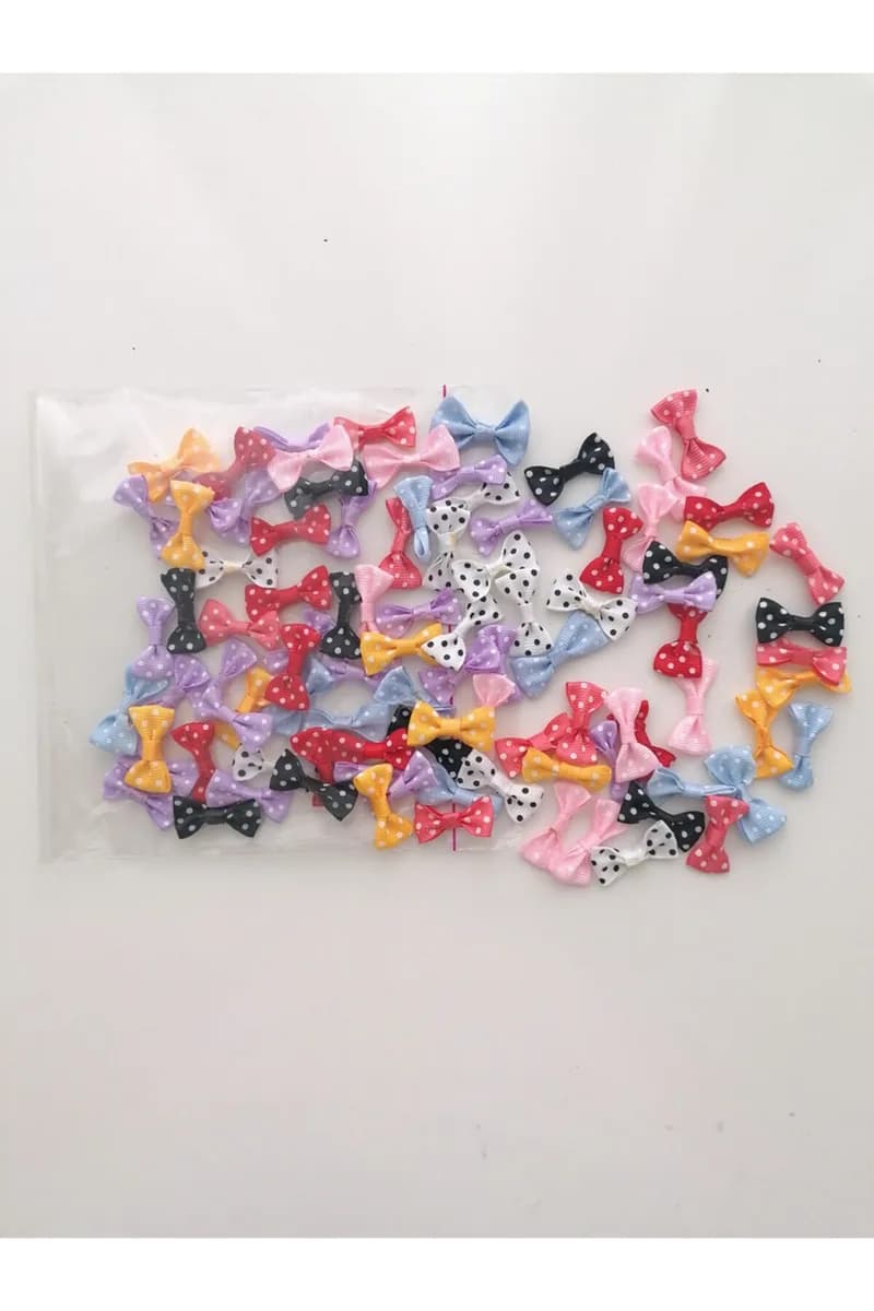 Mini Puanlı Karışık Renk Fiyonk - 25 Adet (3 CM) — görsel 1