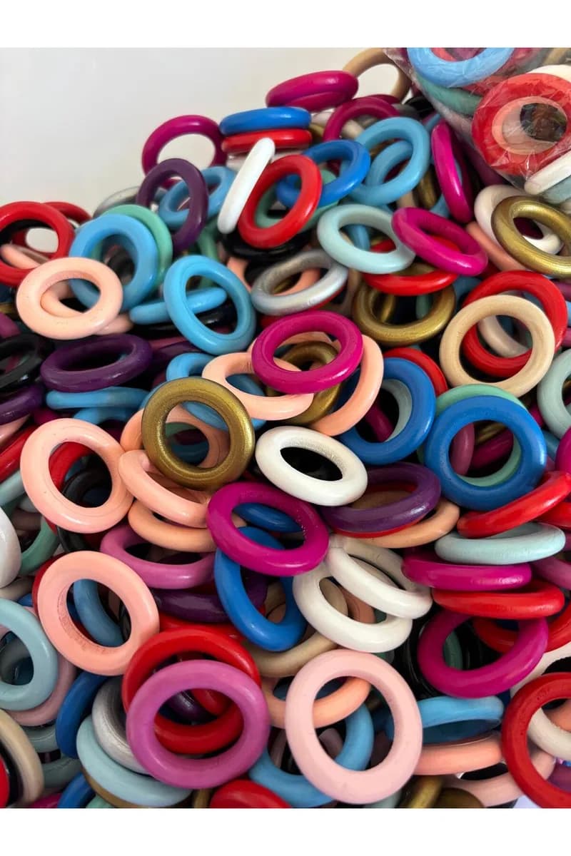 Ahşap Mini Halka Karışık Renkli - Emzik Askısı (15ADET) — görsel 3