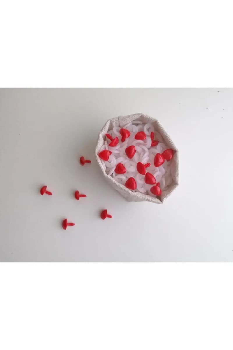 Amigurumi Vidalı Burun Kırmızı 12 Mm (100 ADET) — görsel 2