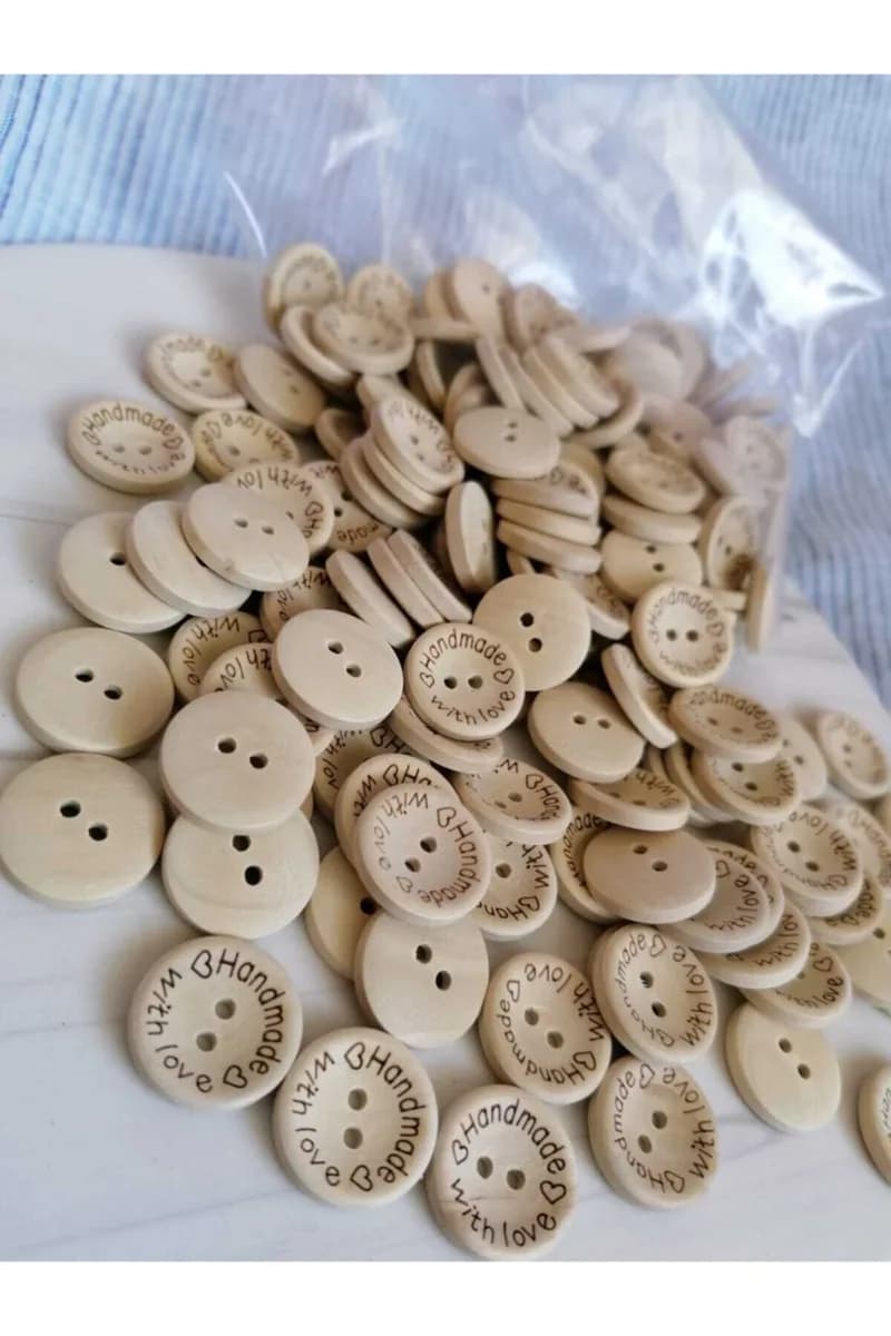 Ahşap Hand Made Düğme (50 Adet)